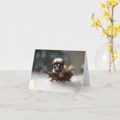 Shih Tzu Kerstmis sneeuw winter Kaart (Gele Bloem)