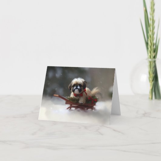 Shih Tzu Kerstmis sneeuw winter Kaart (Voorkant)