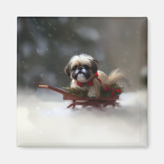 Shih Tzu Kerstmis sneeuw winter Magneet (Voorkant)