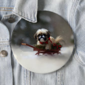 Shih Tzu Kerstmis sneeuw winter Ronde Button 6,0 Cm (In situ)