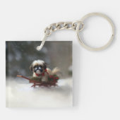 Shih Tzu Kerstmis sneeuw winter Sleutelhanger (Achterkant)
