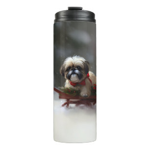 Shih Tzu Kerstmis sneeuw winter Thermosbeker