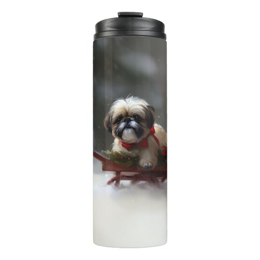 Shih Tzu Kerstmis sneeuw winter Thermosbeker (Voorkant)