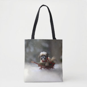 Shih Tzu Kerstmis sneeuw winter Tote Bag