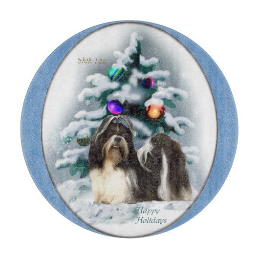 Shih Tzu Kerstmis Snijplank (Voorkant)