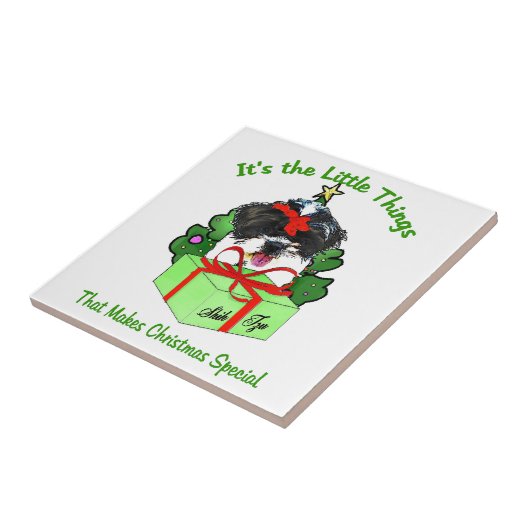 Shih Tzu Kerstmis Tegeltje (Zijkant)