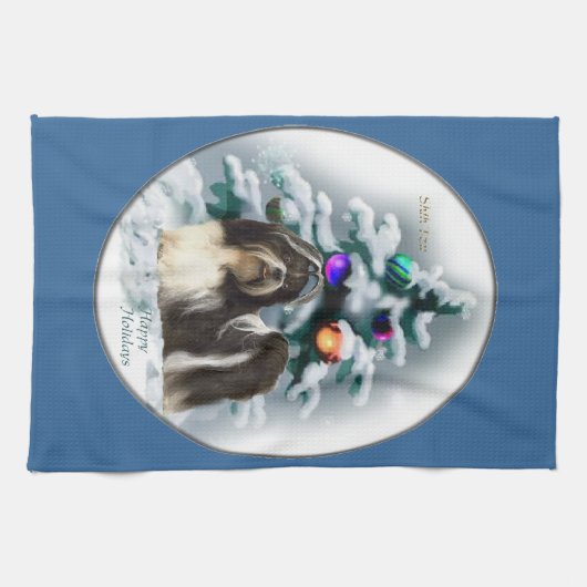 Shih Tzu Kerstmis Theedoek (Horizontaal)