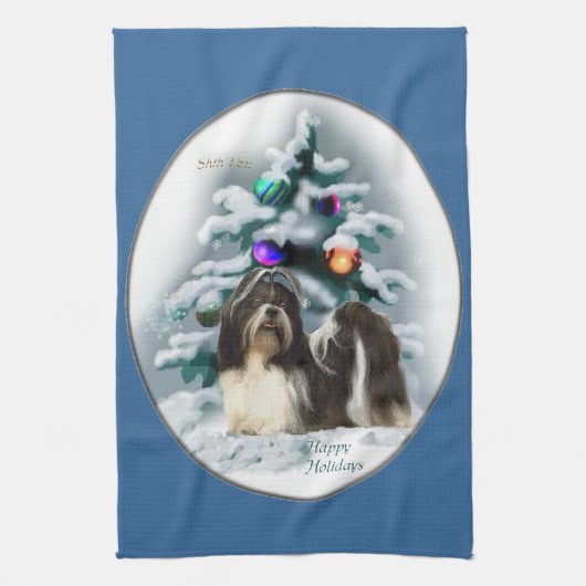 Shih Tzu Kerstmis Theedoek (Verticaal)