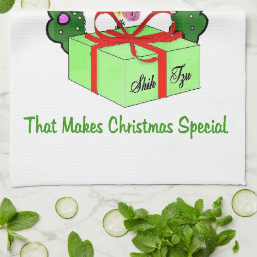 Shih Tzu Kerstmis Theedoek (Gevouwen)