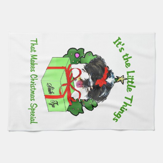 Shih Tzu Kerstmis Theedoek (Horizontaal)