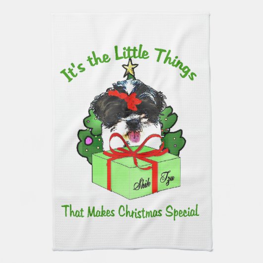 Shih Tzu Kerstmis Theedoek (Verticaal)