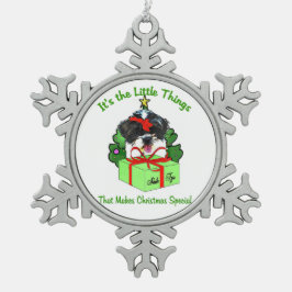 Shih Tzu Kerstmis Tin Sneeuwvlok Ornament