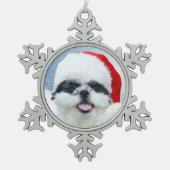 Shih Tzu Kerstmis Tin Sneeuwvlok Ornament (Voorkant)