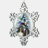 Shih Tzu Kerstmis Tin Sneeuwvlok Ornament (Rechts)