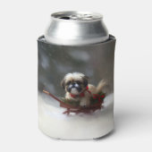 Shih Tzu Kerstsneeuw winter Blikjeskoeler (Blikje Voorkant)