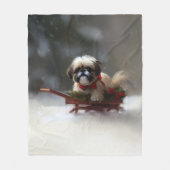 Shih Tzu Kerstsneeuw winter Fleece Deken (Voorkant)