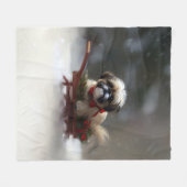 Shih Tzu Kerstsneeuw winter Fleece Deken (Voorkant (Horizontaal))
