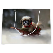 Shih Tzu Kerstsneeuw winter Groot Cadeauzakje (Voorkant)