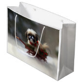 Shih Tzu Kerstsneeuw winter Groot Cadeauzakje (Voorkant Gekanteld)