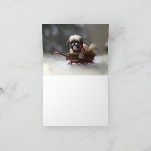 Shih Tzu Kerstsneeuw winter Kaart (Binnen)