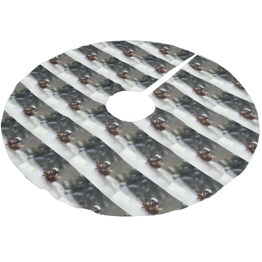 Shih Tzu Kerstsneeuw winter Kerstboom Rok (Gekanteld)