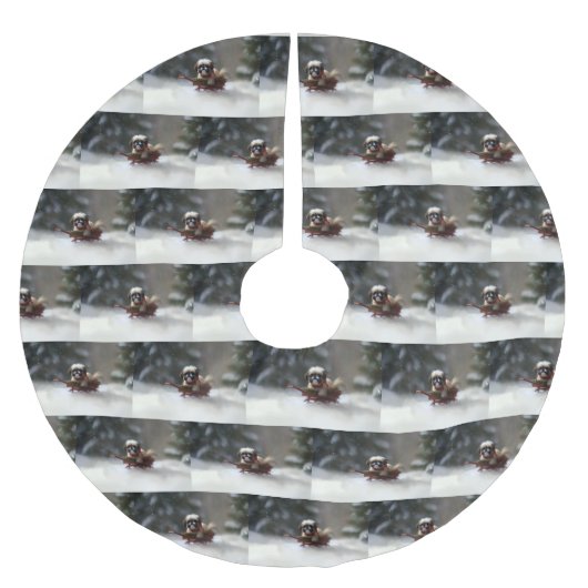 Shih Tzu Kerstsneeuw winter Kerstboom Rok (Voorkant)