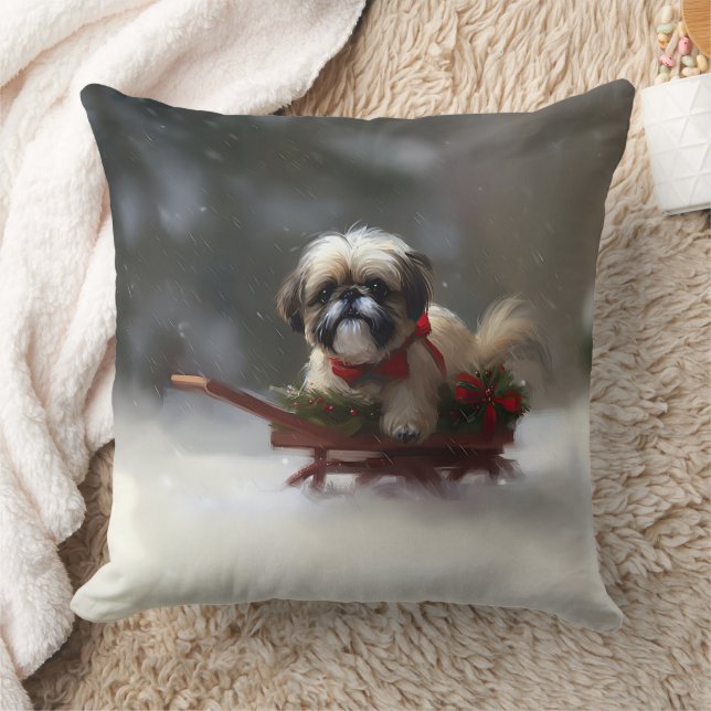 Shih Tzu Kerstsneeuw winter Kussen (Deken)