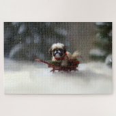 Shih Tzu Kerstsneeuw winter Legpuzzel (Horizontaal)