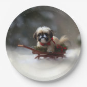 Shih Tzu Kerstsneeuw winter Papieren Bordje (Voorkant)