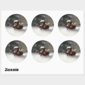 Shih Tzu Kerstsneeuw winter Ronde Sticker (Vel)