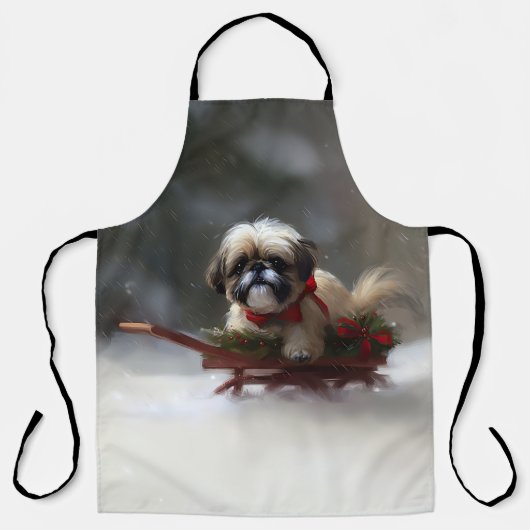 Shih Tzu Kerstsneeuw winter Schort (Voorkant)