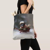 Shih Tzu Kerstsneeuw winter Tote Bag (Dichtbij)