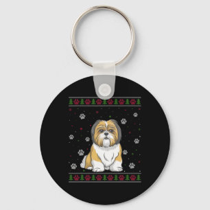 Shih Tzu Kersttrui Xmas Huisdier Dier Hond Lov Sleutelhanger