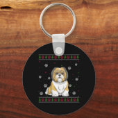 Shih Tzu Kersttrui Xmas Huisdier Dier Hond Lov Sleutelhanger (Voorkant)