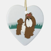 Shih Tzu kerstversiering Keramisch Ornament (Rechts)