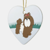Shih Tzu kerstversiering Keramisch Ornament (Links)