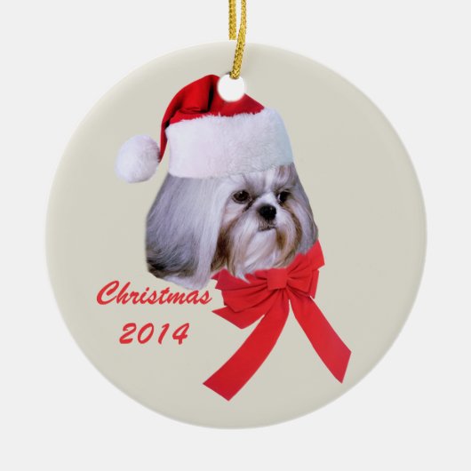 Shih Tzu kerstversiering Keramisch Ornament (Voorkant)