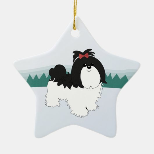 Shih Tzu kerstversiering Keramisch Ornament (Voorkant)