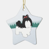 Shih Tzu kerstversiering Keramisch Ornament (Links)