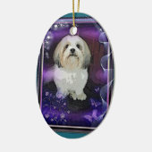 Shih Tzu kerstversiering Keramisch Ornament (Links)