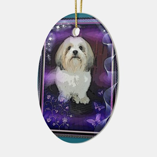 Shih Tzu kerstversiering Keramisch Ornament (Links)