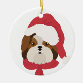 Shih Tzu kerstversiering. sneeuwvlokdecoratie Keramisch Ornament