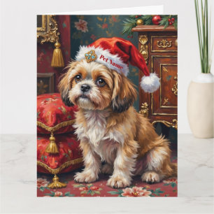 Shih Tzu Koninklijke Kerst Topknot Hoed Kaart
