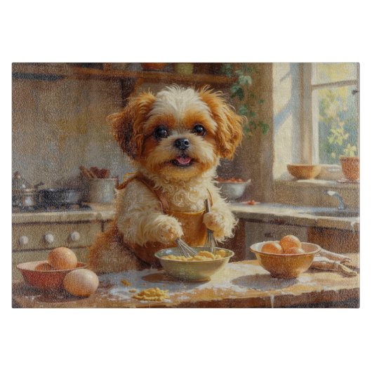Shih Tzu Kookt in Keuken Snijplank (Voorkant)