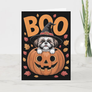 Shih Tzu kostuum op pompoen Halloween Shih Tzu Kaart