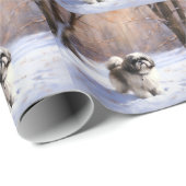 Shih Tzu Laat het sneeuwen Kerstmis Cadeaupapier (Rol Hoek)