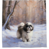 Shih Tzu Laat het sneeuwen Kerstmis Douchegordijn (Voorkant)