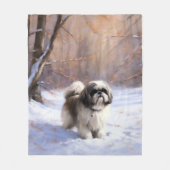 Shih Tzu Laat het Sneeuwen Kerstmis Fleece Deken (Voorkant)