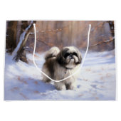 Shih Tzu Laat het sneeuwen Kerstmis Groot Cadeauzakje (Voorkant)