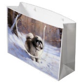 Shih Tzu Laat het sneeuwen Kerstmis Groot Cadeauzakje (Achterkant Gekanteld)